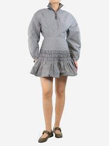 Ellery Houndstooth zip front mini dress - size UK 8