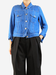 Blue cropped linen jacket - size UK 12 Coats & Jackets Brora 
