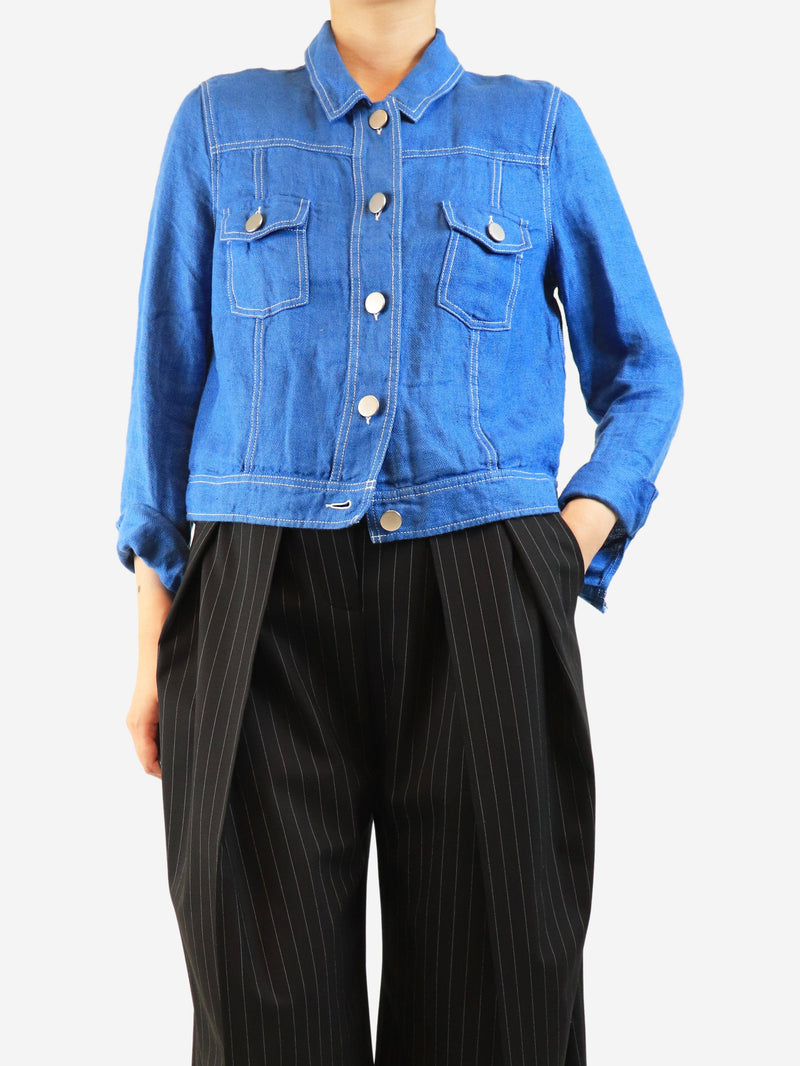 Blue cropped linen jacket - size UK 12 Coats & Jackets Brora 