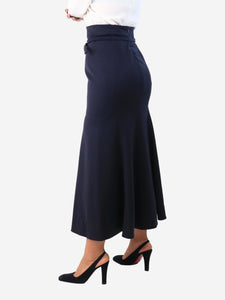Gabriela Hearst Navy blue belted Severino midi skirt - size UK 10