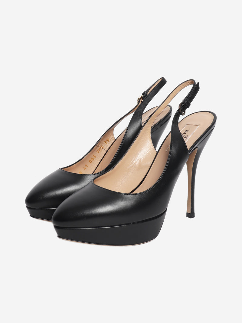 Black leather slingback pumps - size EU 39