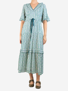 Cefinn Green short sleeve tree print dress - size UK 10