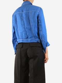 Blue cropped linen jacket - size UK 12 Coats & Jackets Brora 