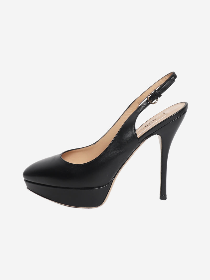 Black leather slingback pumps - size EU 39