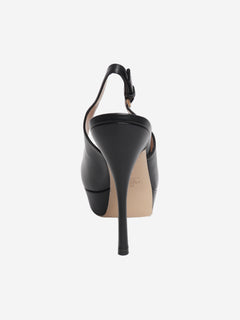 Black leather slingback pumps - size EU 39