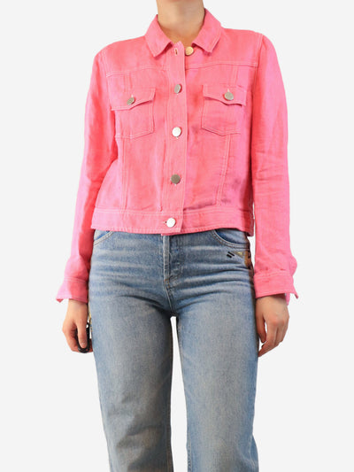 Pink cropped linen jacket - size UK 12 Coats & Jackets Brora 