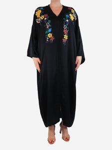 Etro Black floral embroidered kaftan - size UK 12
