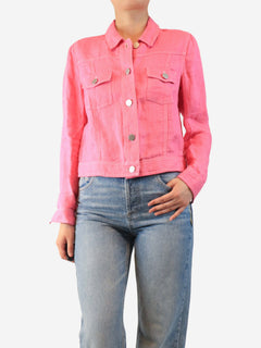 Pink cropped linen jacket - size UK 12 Coats & Jackets Brora 
