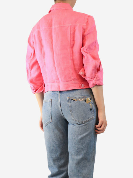 Pink cropped linen jacket - size UK 12 alternate image