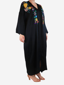 Etro Black floral embroidered kaftan - size UK 12