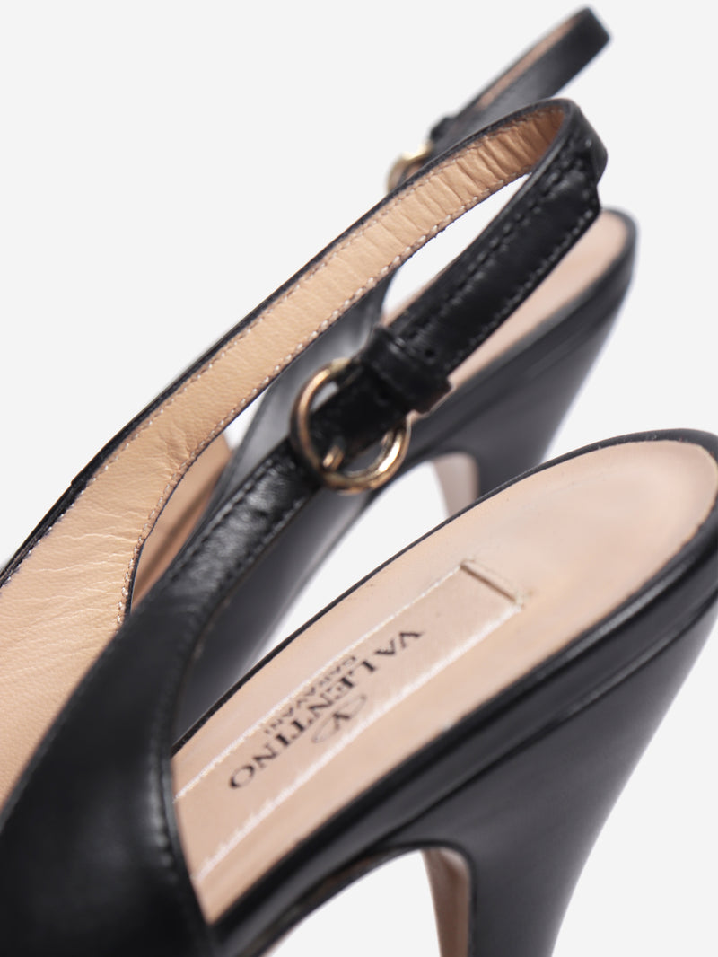 Black leather slingback pumps - size EU 39