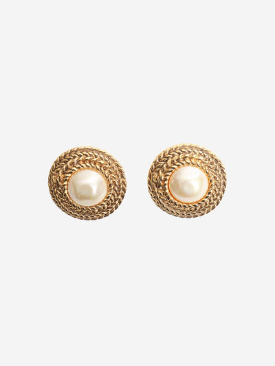 Gold faux-pearl large vintage clip on earrings Earrings Chanel 