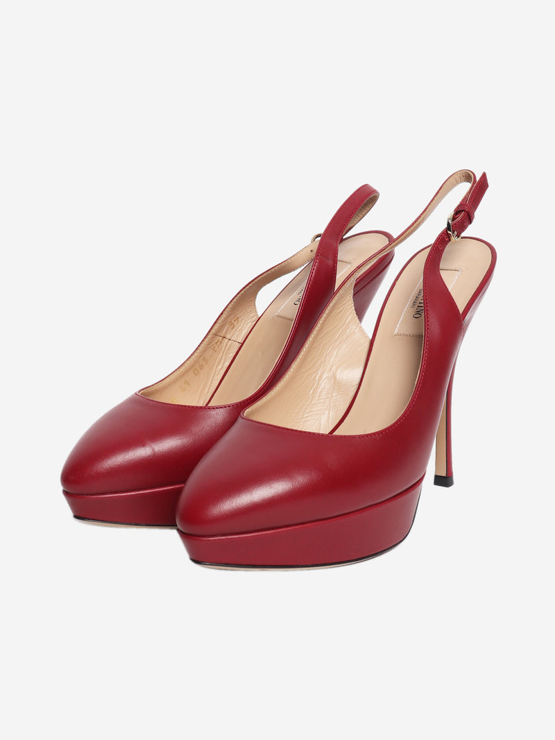 Red leather slingback pumps - size EU 39
