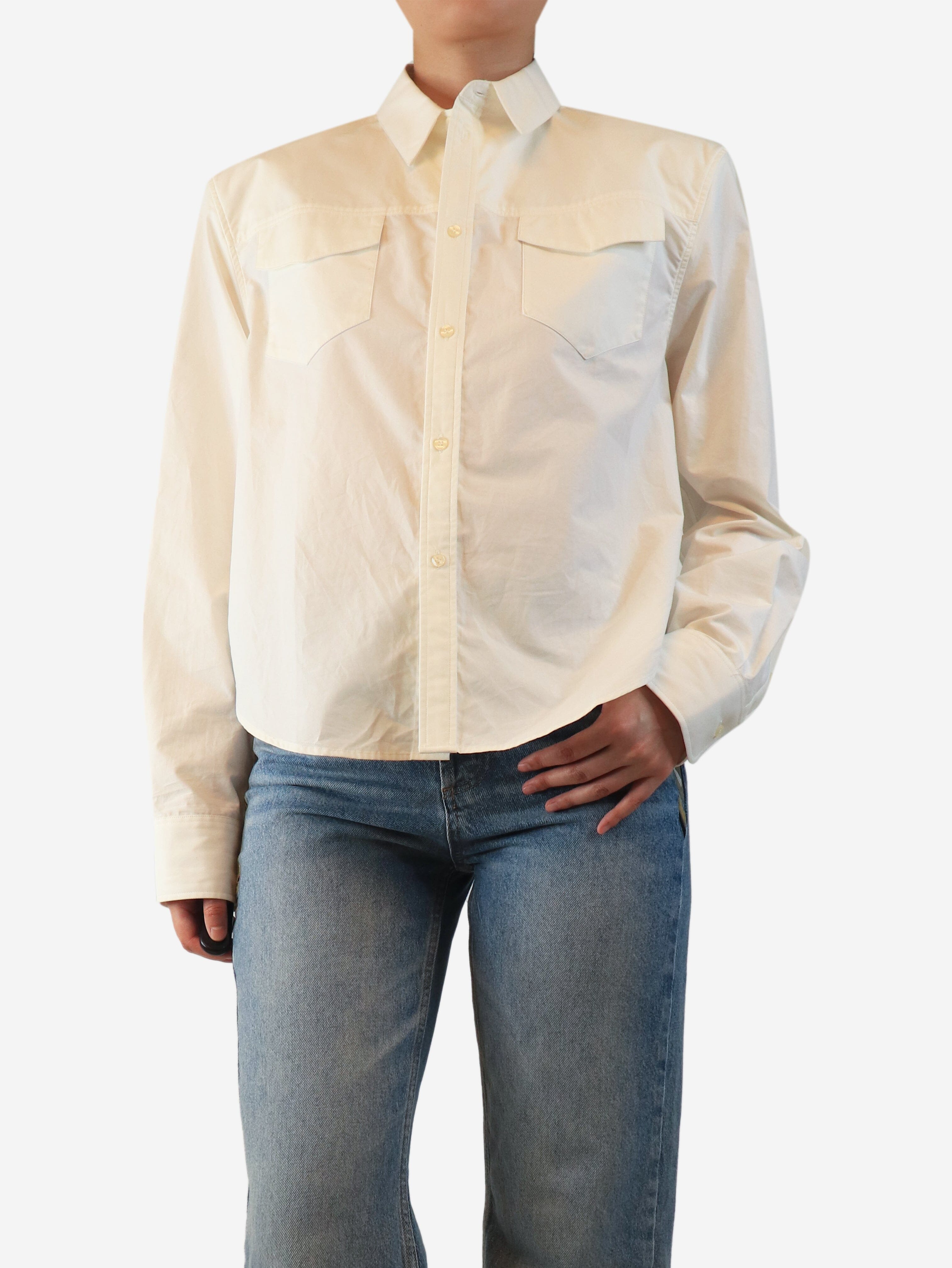 White cotton utility shirt - size M Tops Wardrobe NYC 