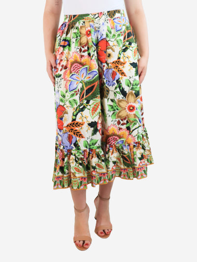 Multicolour floral ruffle-hem midi skirt - size UK 12 Skirts Etro 