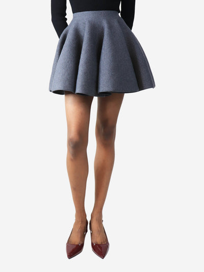Grey ribbed knit wool skater skirt - size UK 6 Skirts Alaia 