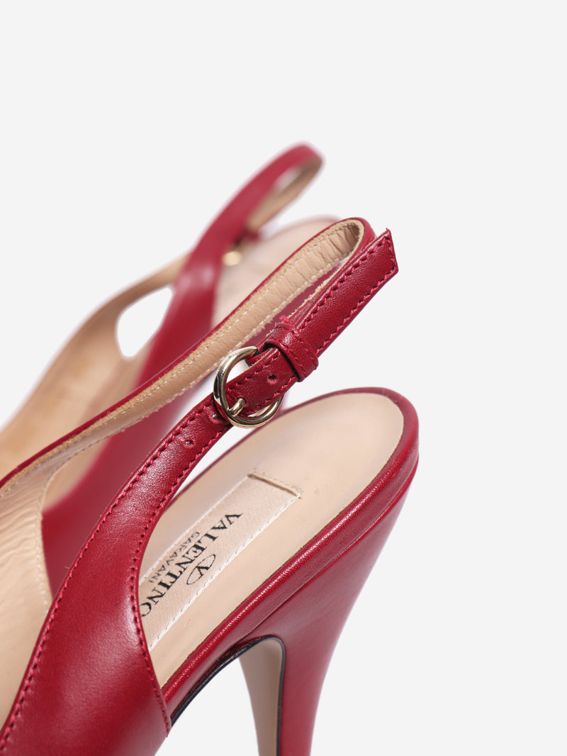 Red leather slingback pumps - size EU 39