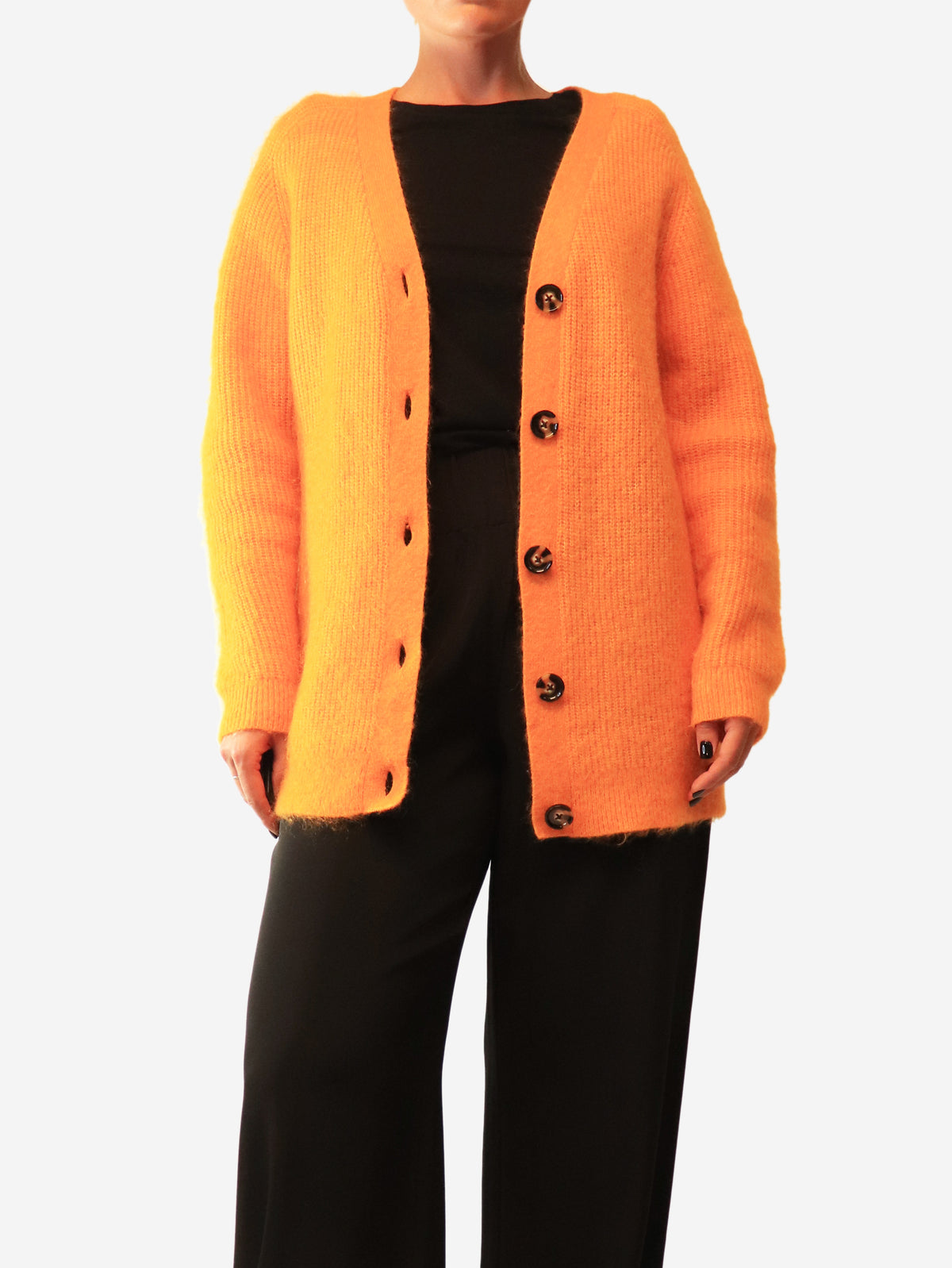 Orange knit cardigan - size M