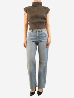Blue embroidered-detail jeans - size UK 8 Denim Ba&sh 