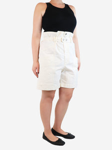 Isabel Marant Ecru belted linen shorts - size UK 12