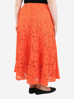 Orange floral lace midi skirt - size UK 12 Skirts ME+EM 