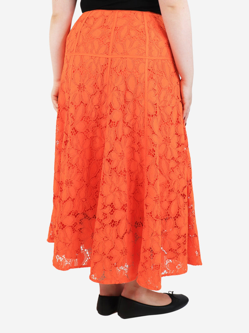 Orange floral lace midi skirt - size UK 12 Skirts ME+EM 