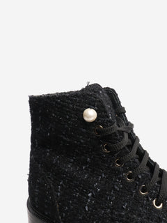 Black tweed boots - size EU 38.5 (UK 5.5) Boots Chanel 