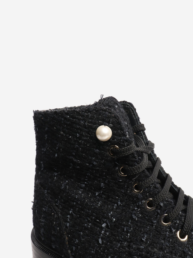 Black tweed boots - size EU 38.5 (UK 5.5) Boots Chanel 