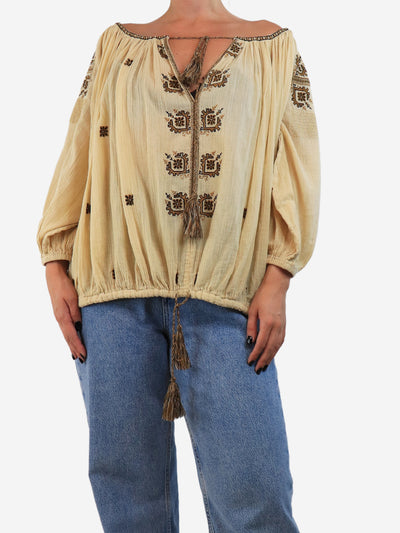 Pale yellow embroidered peasant blouse - size UK 8 Tops Isabel Marant Etoile 