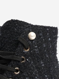 Black tweed boots - size EU 38.5 (UK 5.5) Boots Chanel 