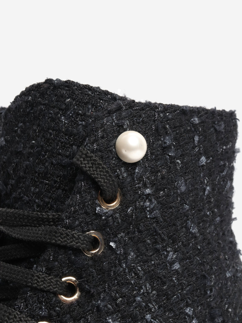 Black tweed boots - size EU 38.5 (UK 5.5) Boots Chanel 