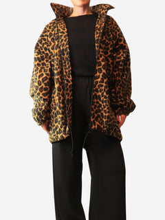 Brown leopard print fleece jacket - size S Coats & Jackets Balenciaga 