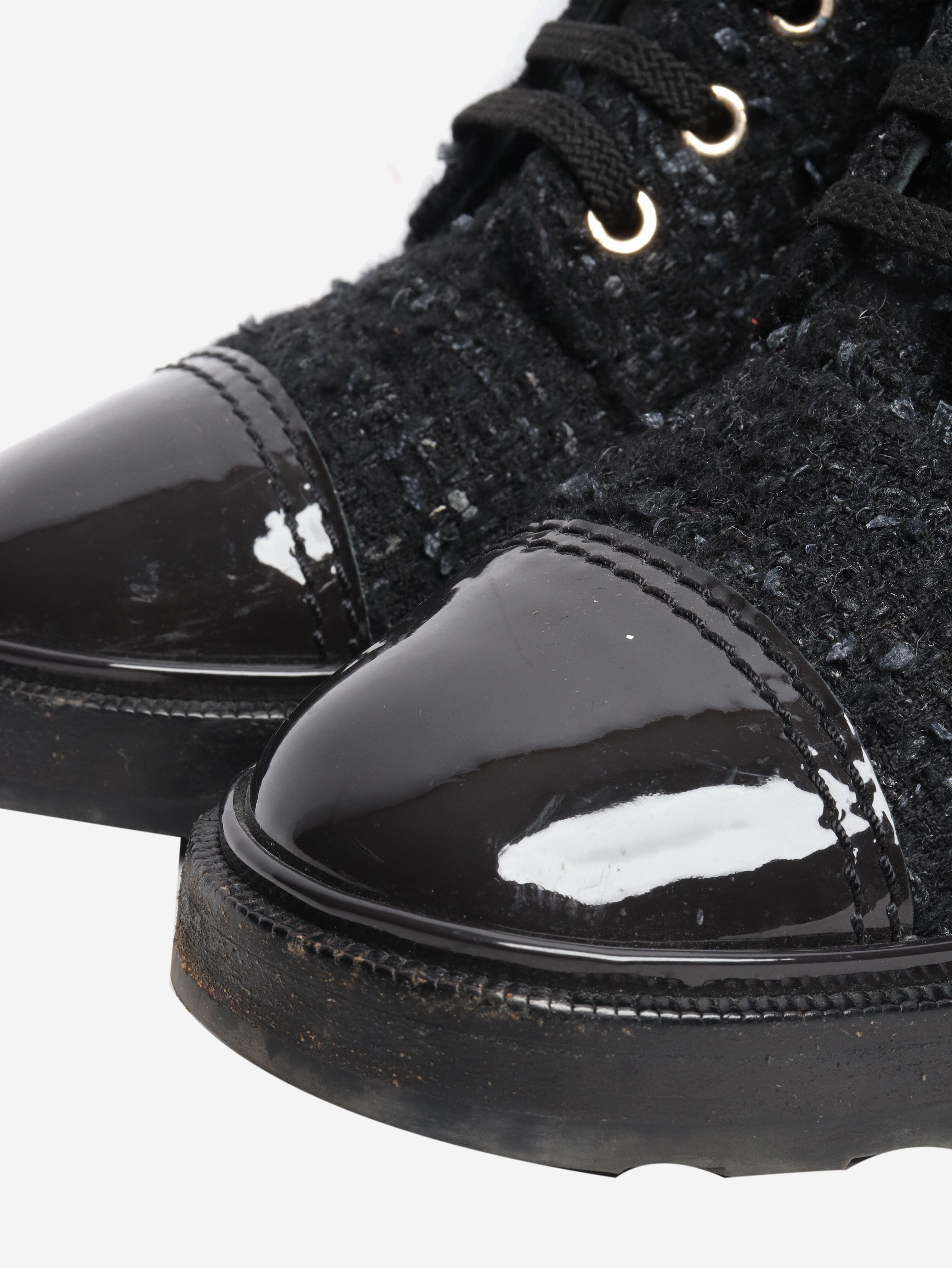 Black tweed boots - size EU 38.5 (UK 5.5) Boots Chanel 