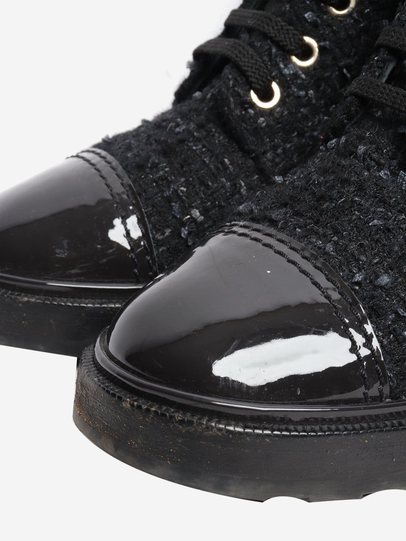 Black tweed boots - size EU 38.5 (UK 5.5) Boots Chanel 