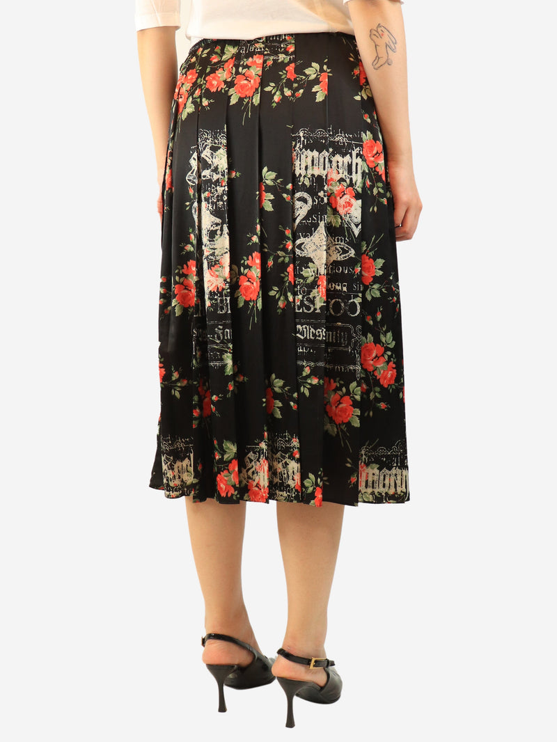 Black floral pleated midi skirt - size UK 10 Skirts Simone Rocha 