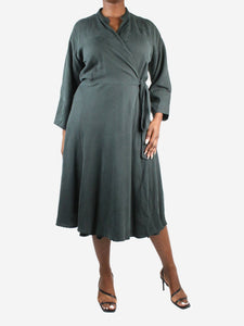 Apiece Apart Green short-sleeved wrap dress - size M