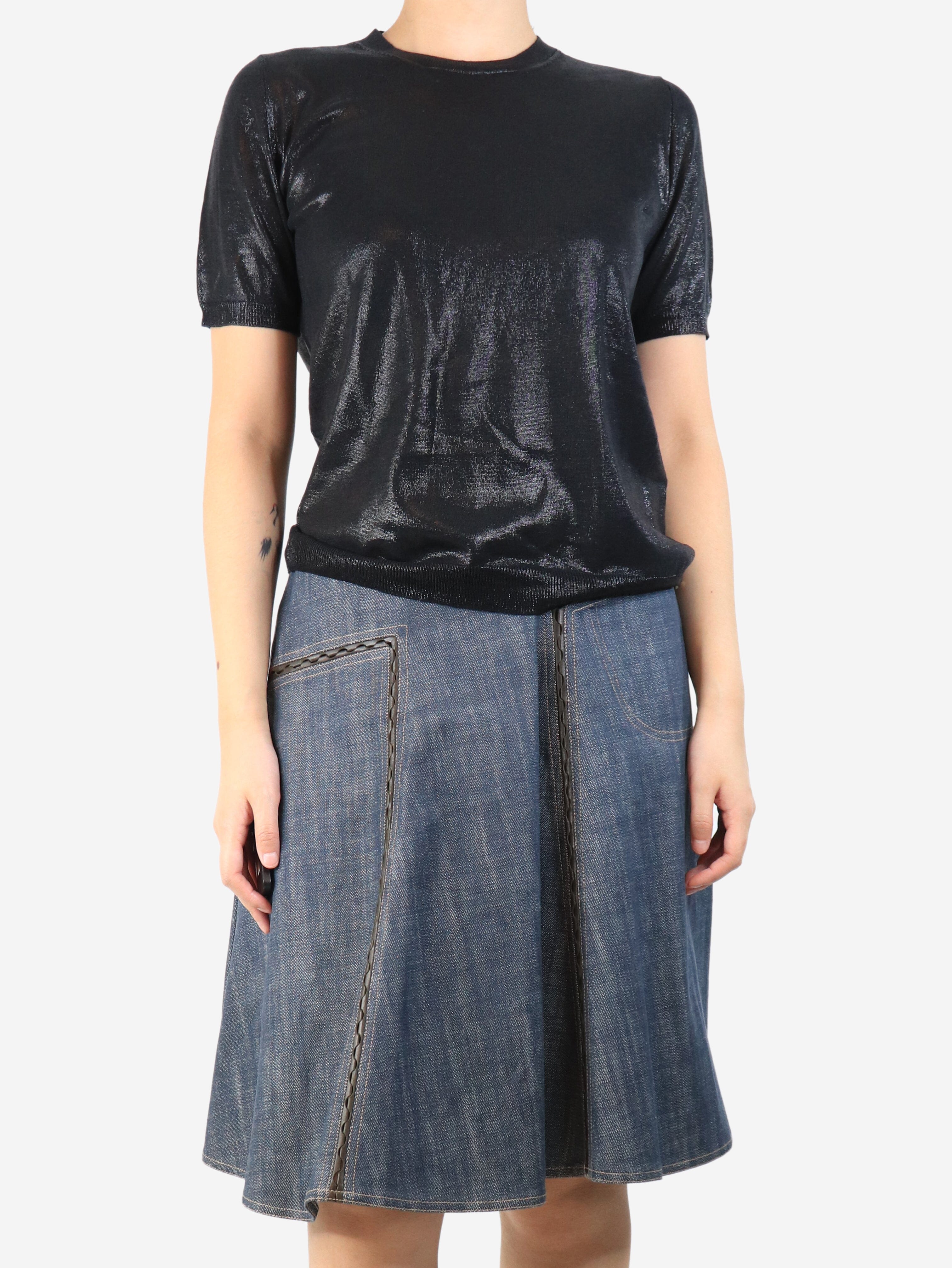 Black lurex wool top - size UK 12 Knitwear Prada 