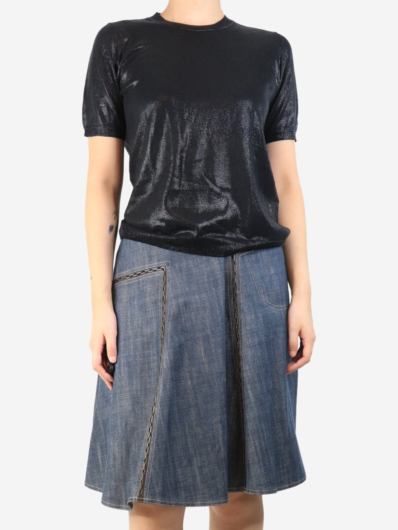 Black lurex wool top - size UK 12 Knitwear Prada 