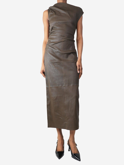 Phare brown leather ruched dress - size S Dresses Staud 