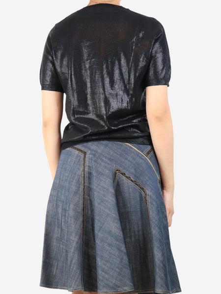 Black lurex wool top - size UK 12 alternate image