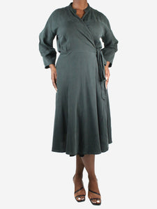 Apiece Apart Green short-sleeved wrap dress - size M