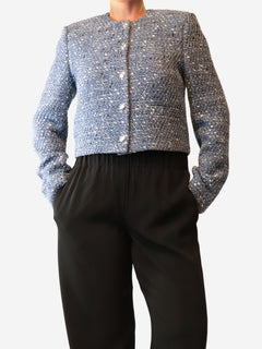 Blue button up tweed jacket