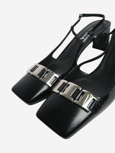 Prada Black square-toe slingback pumps - size EU 41