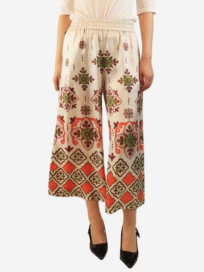 Orange printed silk wide leg trousers - size L Trousers La Double J 