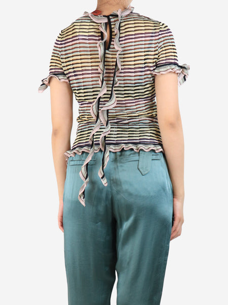 Multicolour sheer knit top - size UK 8 alternate image
