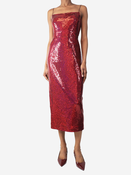 Pink sequin midi dress - size UK 6 product image