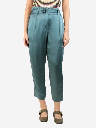 Green satin trousers - size UK 8 Trousers Brunello Cucinelli 
