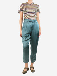 Brunello Cucinelli Green satin trousers - size UK 8