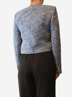 Blue button up tweed jacket