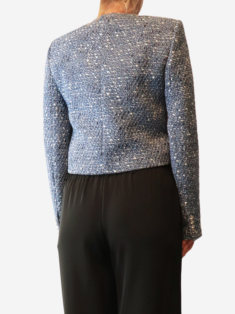 Blue button up tweed jacket